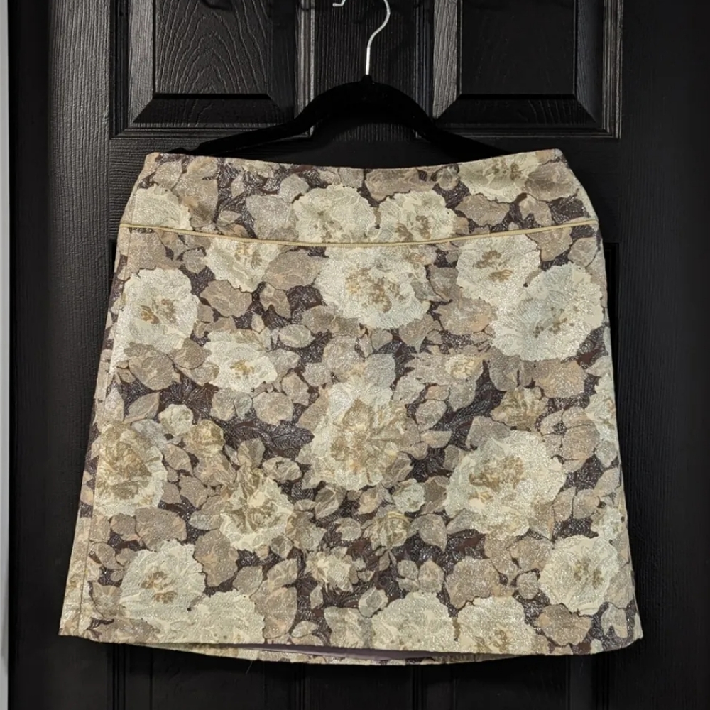 J. Crew metallic floral skirt